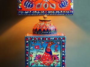 Peacock Garden Hand-Painted Table Lamp