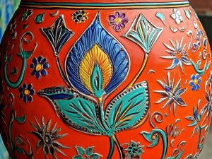 Lotus Bloom Hand-Painted Planter